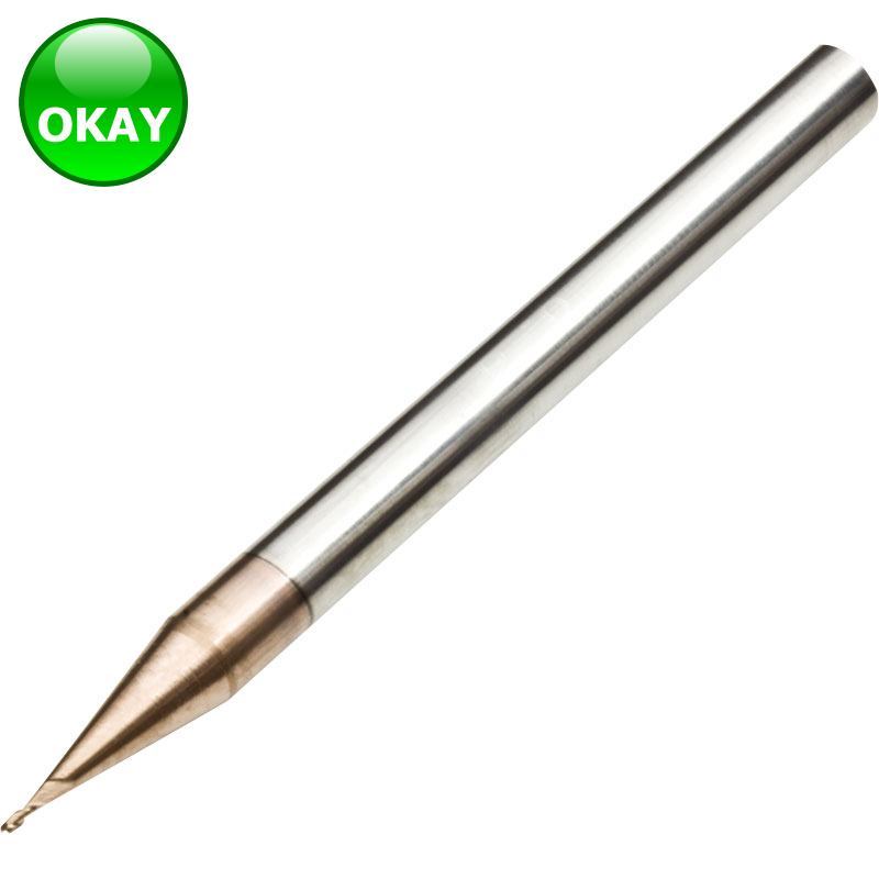 2 Flute Micro Diameter Ball Nose End Mill AlTiN Coated Ultra